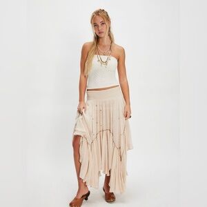 Free People Ivory Abstract Love Convertible Midi Skirt NWT 🔖